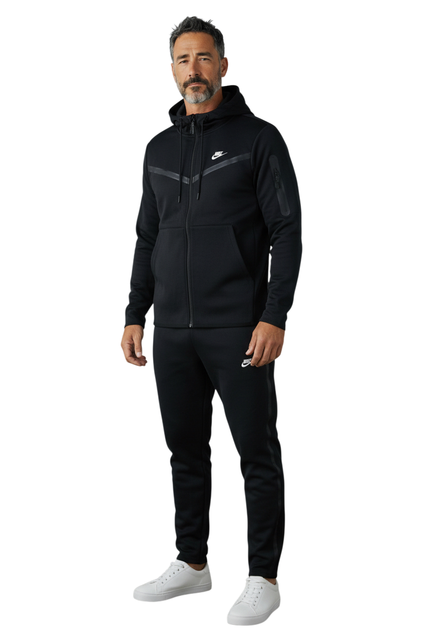 Nike Tech Adult Black with White Nike Logo Tracksuit Set